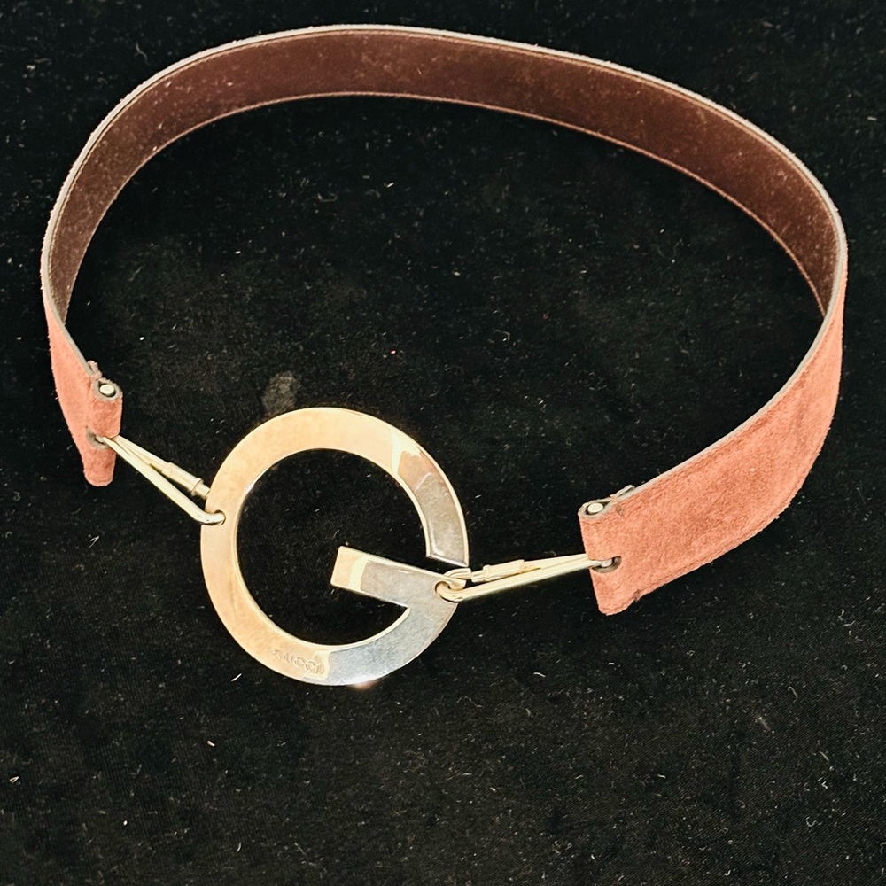 Gucci by Tom Ford Brown Suede Belt with Silver Buckle